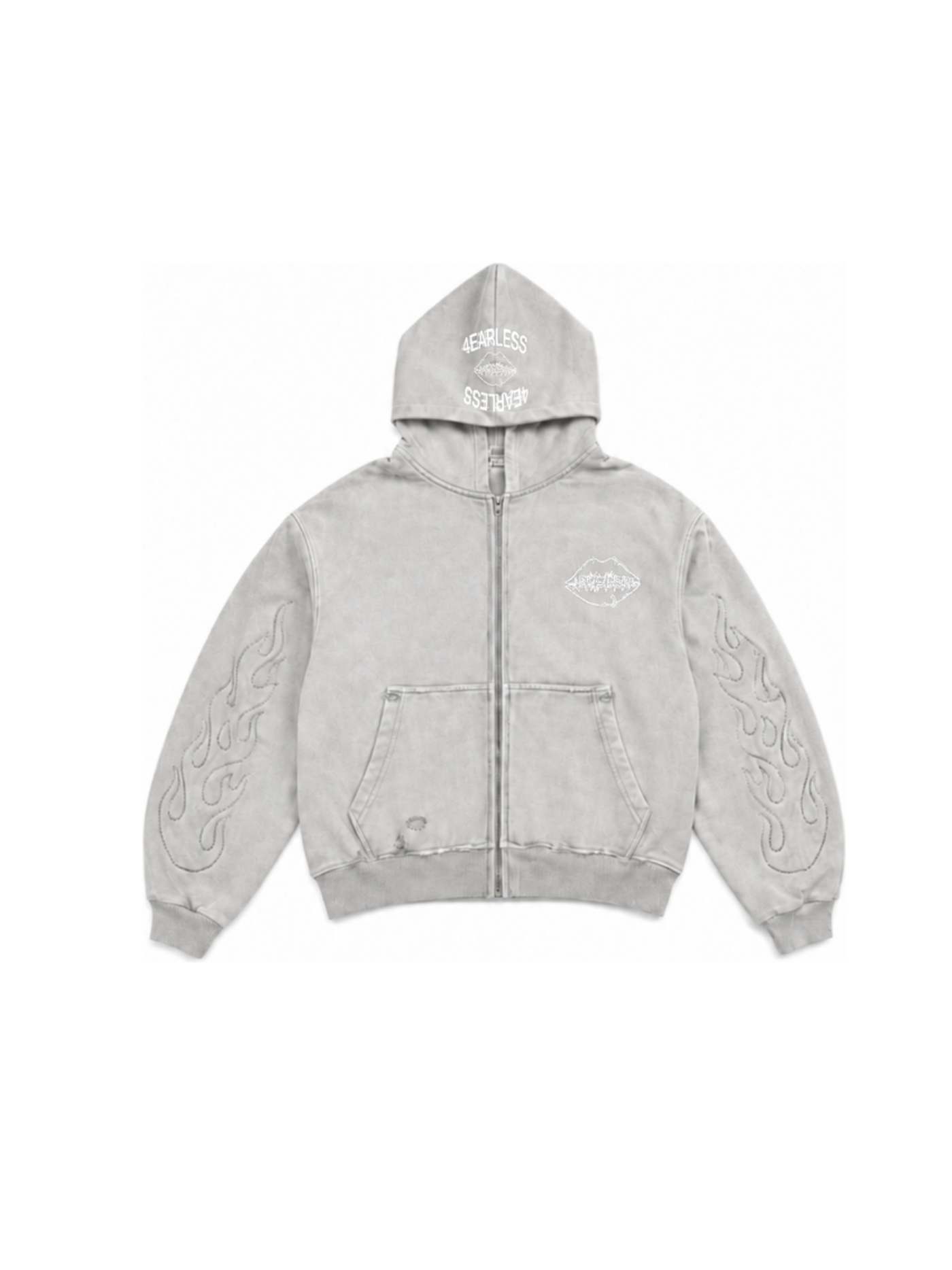 4EARLESS grey zipper hoodie