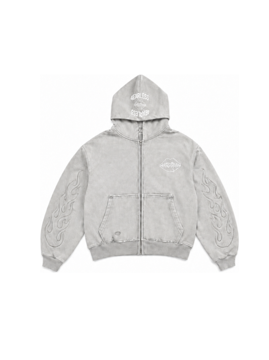 4EARLESS grey zipper hoodie