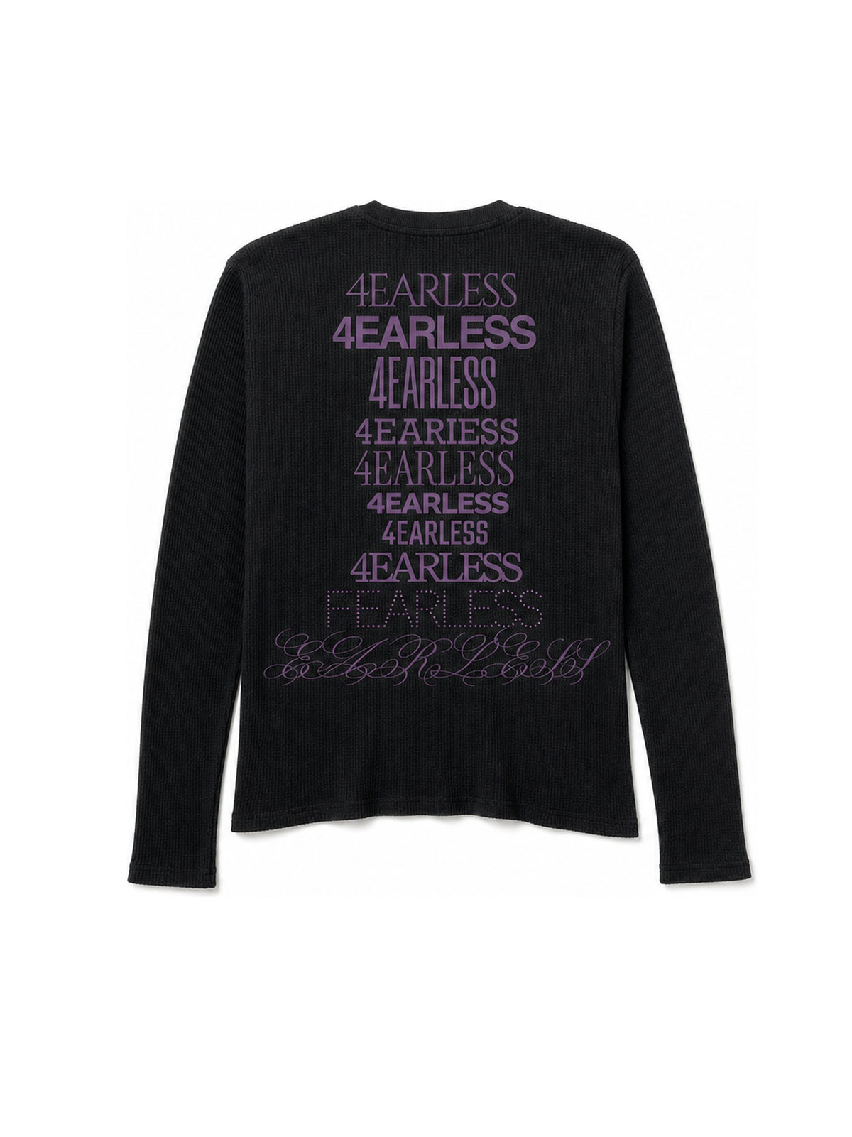 4EARLESS Black logo waffle long-sleeved shirt