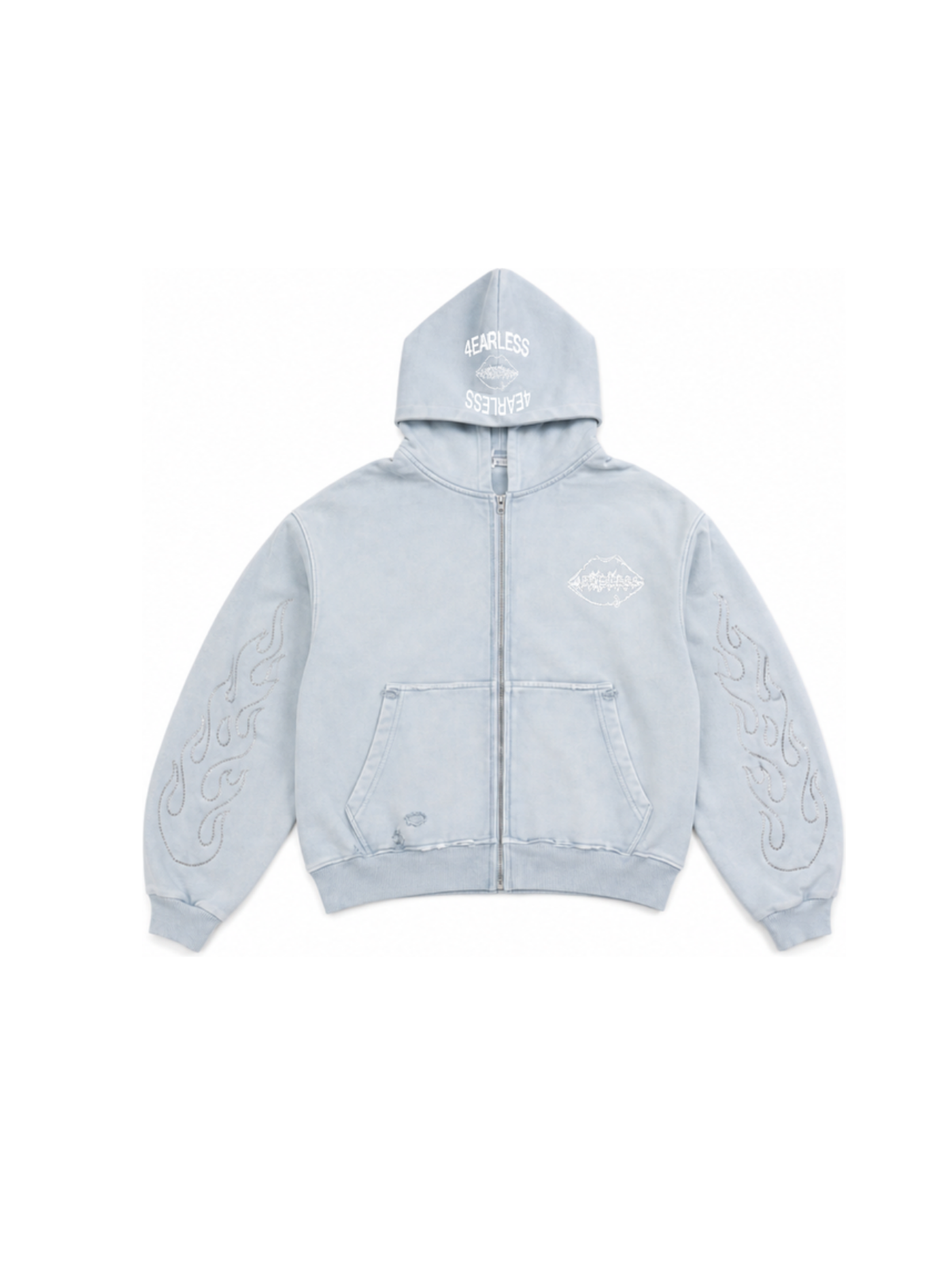4EARLESS Sky-blue zipper hoodie