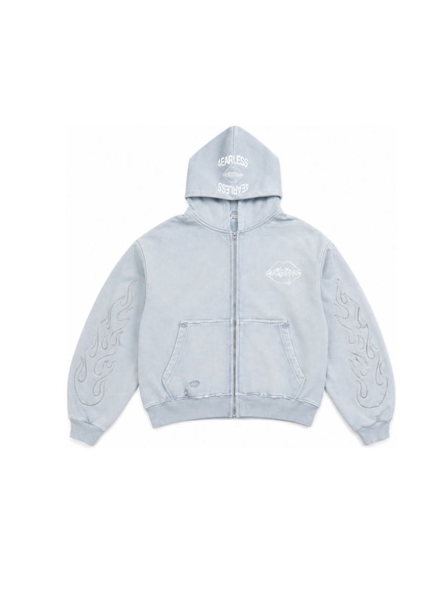 4EARLESS Sky-blue zipper hoodie